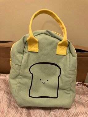 Fluf Zipper Lunch Bag Happy Bread (Mint/Light Green)